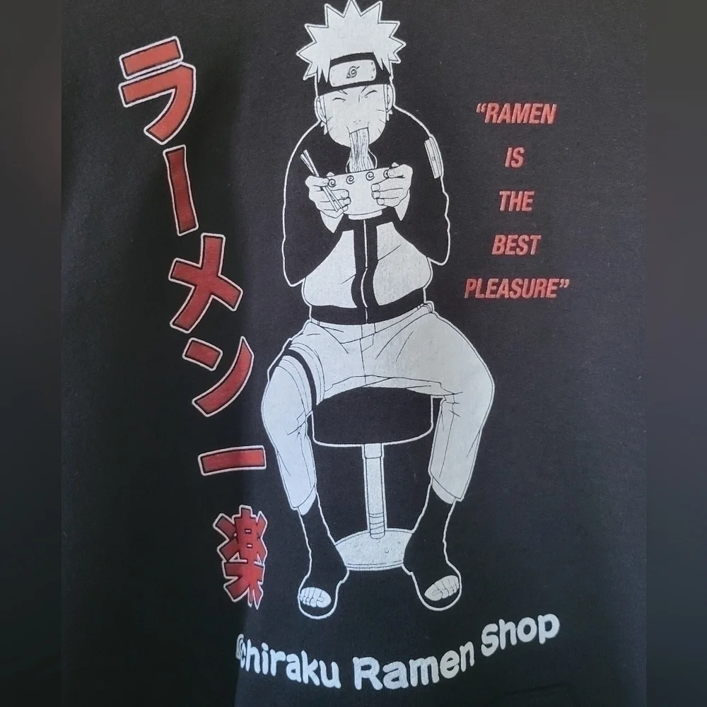 Men's Naruto Ichirauku Ramen Shop Black Hooded Graphic Anime Sweatshirt